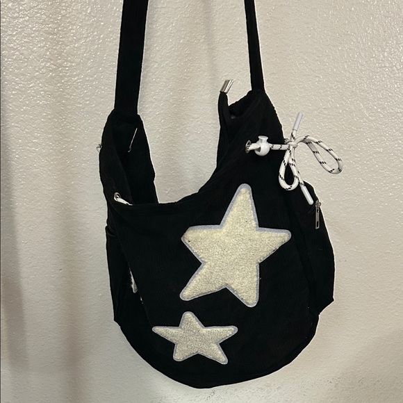 Black Corduroy with Star Accents Shoulder Bag - Unbranded - EUC - Picture 2 of 13
